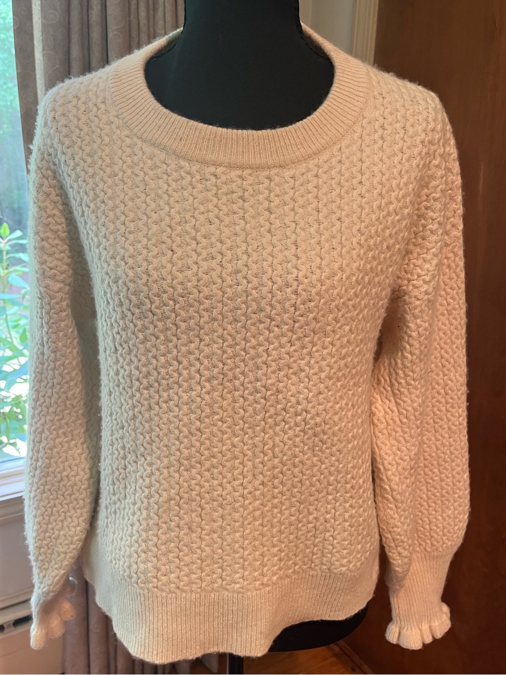 Madewell Cream Textured Crewneck Sweater